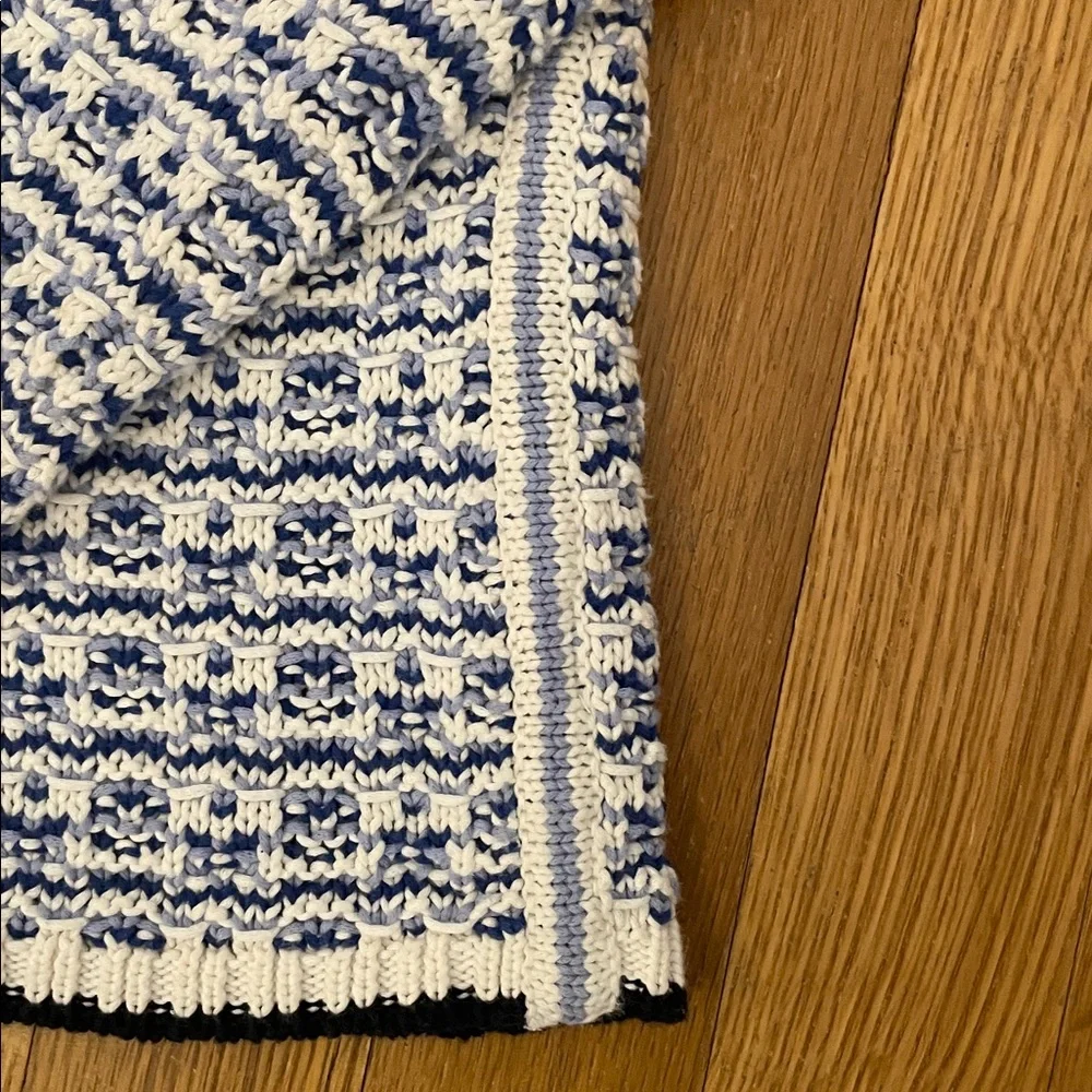 Talbots Navy and White Knit Sweater Cotton Blend Large - Picture 5 of 7